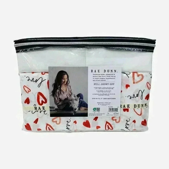 Rae Dunn Full Bed Sheet Set Valentine's Love Anniversary Red XOXO - Picture 6 of 8